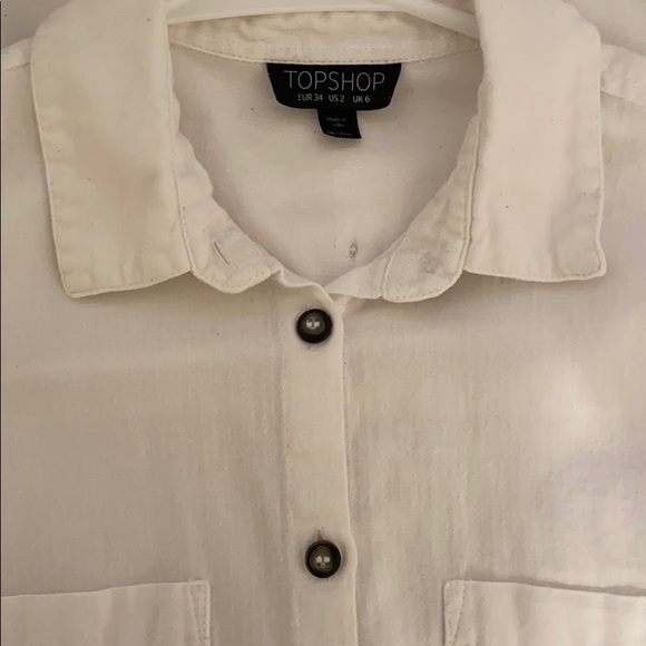 Topshop White Button Up Long Sleeve - Picture 2 of 4